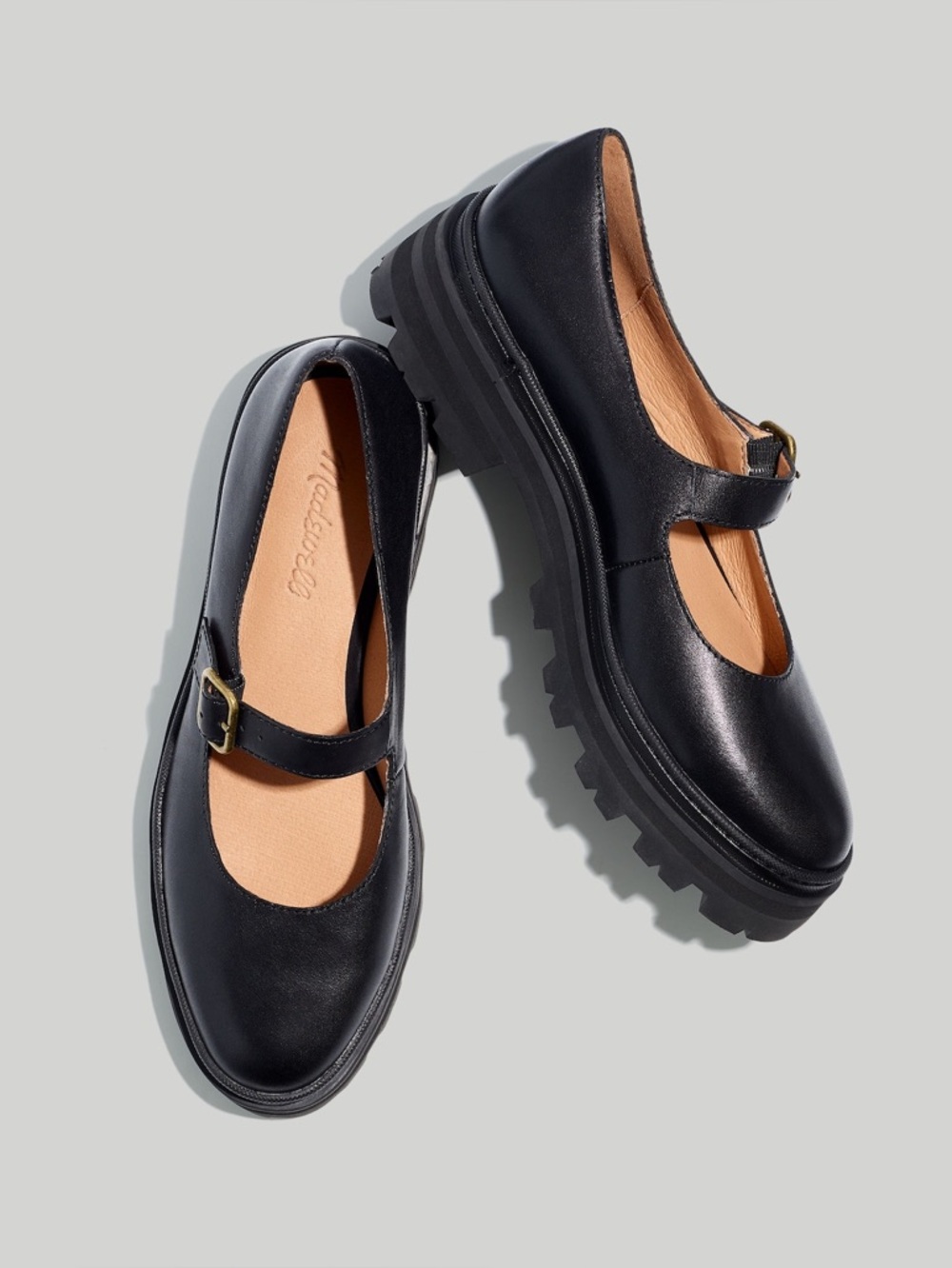 Madewell /Freya Platform Mary Janes Lug-Soled with Buckle - Black- Sz 8/8.5